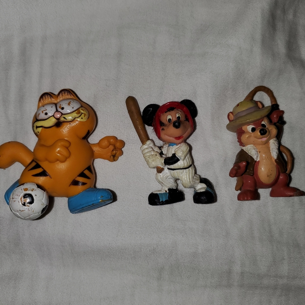 Garfield, Mickey and Chip - 3 Vintage Small Figures